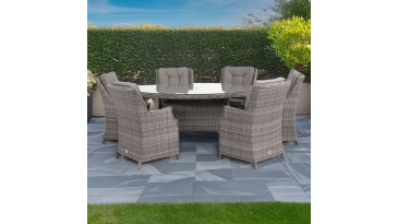 Liv Outdoors - Heritage 6 Seat Oval Rattan Dining Set in Grey