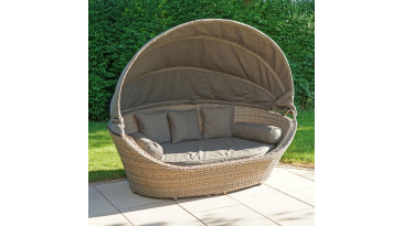 Liv Outdoors - Heritage Daybed Lounger & Canopy in Brown