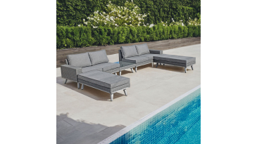 Liv Outdoors - Denver Large Corner sofa & Coffee Table in Grey