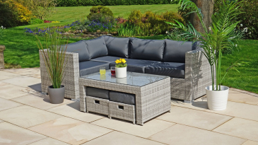 Liv Outdoors - Kingston Corner Recliner Rattan Sofa Set & Stools - 218cm x 152cm
