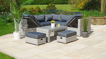 Liv Outdoors - Kingston Corner Recliner Rattan Sofa Set & Stools - 218 x 218cm