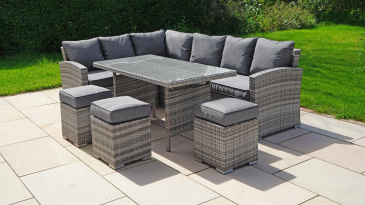 Liv Outdoors - Kingston Rattan Sofa Dining Set in Grey