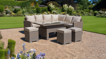 Liv Outdoors - Kingston Rattan Sofa Dining Set with Large Rising Table 245cm x 185cm