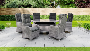 Liv Outdoors - Kingston 6 Seat Recliner Oval Rattan Dining Set