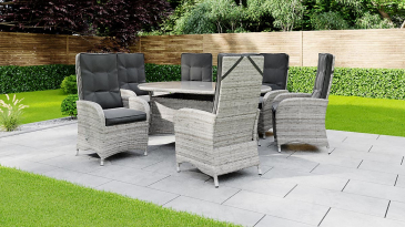 Liv Outdoors - Kingston 6 Seat Recliner Oval Rattan Dining Set