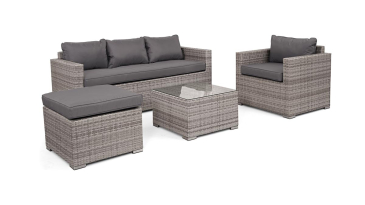 Liv Outdoors - Kingston Rattan 3 Seater Sofa with Armchair Set in Grey