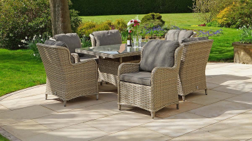 Liv Outdoors - Ascot 6 Seat Rattan Dining Set with Rectangular Table