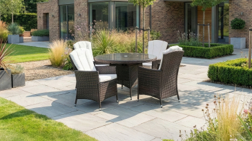 Harts - Premium 4 Seat Round Rattan Dining Set in Brown
