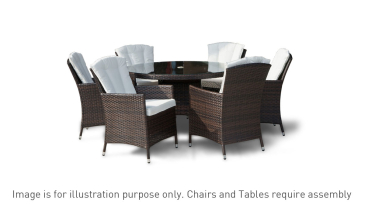 Harts - Premium 6 Seat Round Rattan Dining Set in Brown