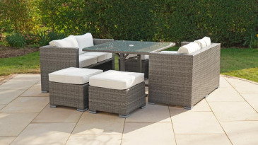 Harts - Premium 8 Seat Sofa Cube Dining Set - Grey