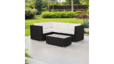 Harts - Premium Rattan Corner Sofa & Table 206 x 152cm - Black