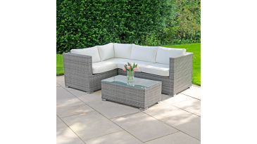 Harts - Premium Rattan Corner Sofa & Table 206 x 152cm - Grey