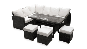  Harts - Premium Rattan Sofa Dining Set - 220cm x 170cm - Brown