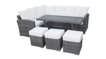  Harts - Premium Rattan Sofa Dining Set - 220cm x 170cm - Grey