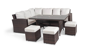 Harts - Premium Rattan Sofa Dining Set - 245cm x 185cm - Brown