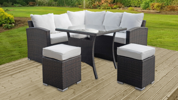 Harts - Premium Sofa Dining Set with Square Table in Brown
