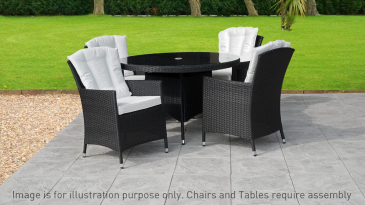 Harts - Premium 4 Seat Round Rattan Dining Set in Black