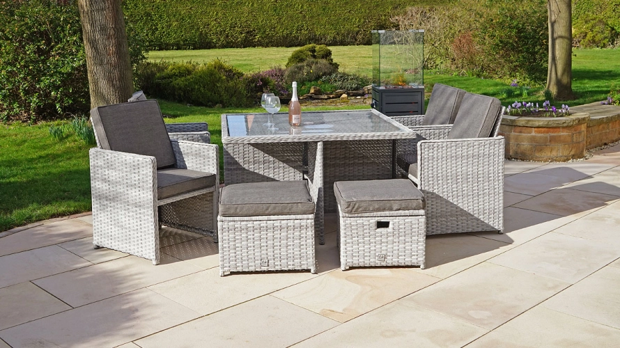 Seat Rattan Cube Dining Set Armchairs Stools Harts